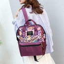 Tropical Plant Print Travel Big Backpacks Nylon Women School Bags (Purple)