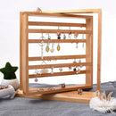 Earrings & Jewelry Organizer Stand Holder Display Rotating Natural Wood for