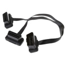 16 Pin OBD2 Male To Double Female Splitter Flat Thin Y Connector Extension Cable
