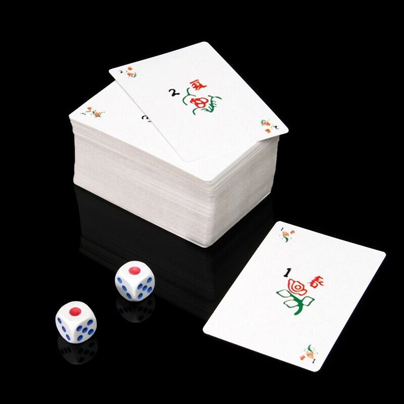 144Pcs/Set Mah Jong Paper Mahjong Chinese Playing Cards Game With 2Pcs Dice B6C7