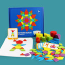 155pcs Wood Jigsaw Puzzle Board Set Tangram Kids Colorful Educational Toys