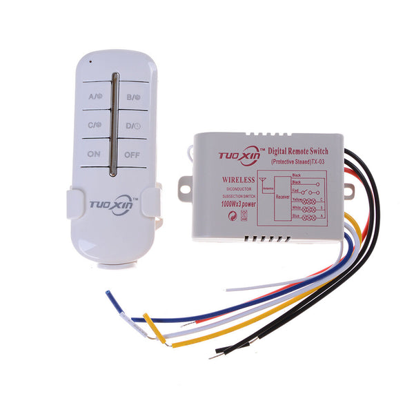 220V 3 Channels Way Wireless Light Lamp Home Corridor Remote Control Switch LJ