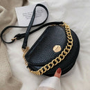 Crocodile Pattern Saddle Bag PU Leather Women's Handbag Chain Tote Shoulder