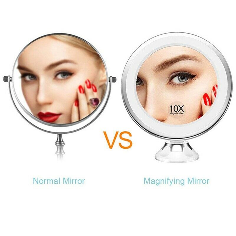 10X Magnifying Makeup Vanity Mirror Portable with LED Light Suction Cup 360 G7M4