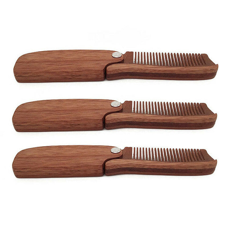 Fashion Men Sandalwood Comb Folding Anti Static Beard Pocket Wood Moustache Hair