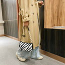 Plush Handbags Female Zebra Print Shoulder Underarm Bag Chain Purses (3)