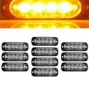 10Pcs Amber Yellow Car Truck 4 Led Emergency Flash Warning Strobe Light Kit