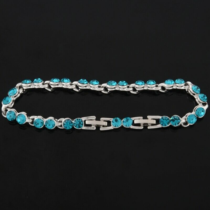 "Ballad for Adeline"aquamarine Tennis Bracelet Made With Women Fashion Jewe