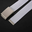 Unisex Plain Webbing Canvas Metal Buckle Belt White
