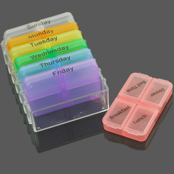 7 Day Pill Medicine Box Tablet Dispenser Organiser Weekly Storage Case Containe