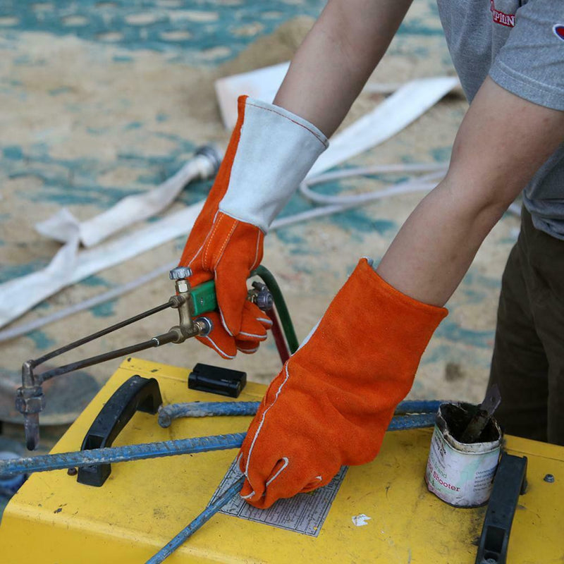 Welding Work Safety Gloves Cow Split Neck Leather Heat Resistant Gloves