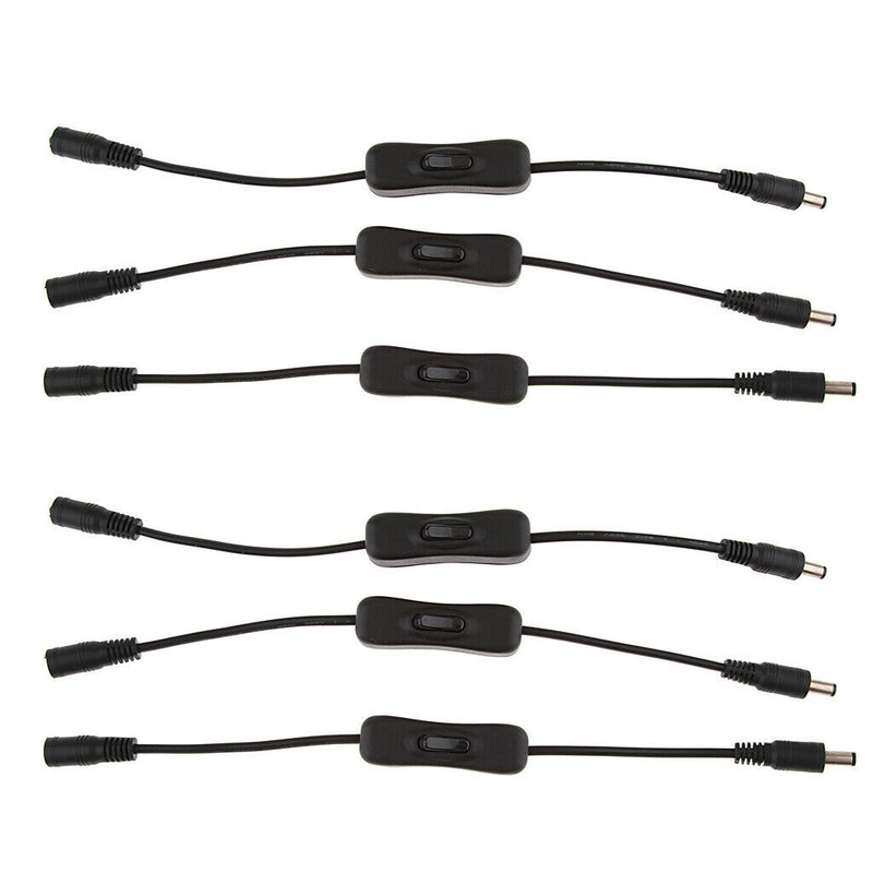 6x LED Strip Light Inline On/Off Switch DC Power Adapter Connector 5.5x2.1mm .