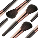 18pcs/Set Makeup Brush Fan-Shaped Coffee Tube Foundation Tool(Black Rod)