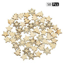 50pcs Wood Tree Snowflakes Star Table Decor DIY Christmas Tree Hang Pendant