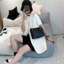 Lattice Pattern Women Shoulder Handbag Leather Chain Crossbody Bag (Black)
