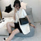 Lattice Pattern Women Shoulder Handbag Leather Chain Crossbody Bag (Black)