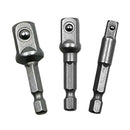 Socket Adapter Set 1/4" 3/8" 1/2" Drive 2" Long 3-Piece Home Repair Tool