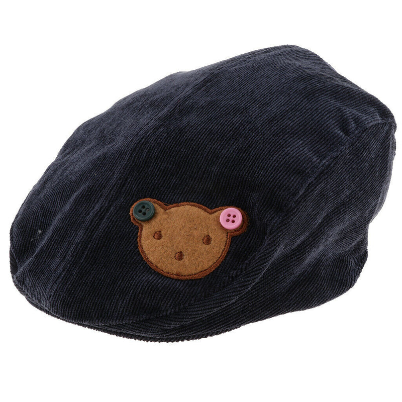 Toddler Kids Baby Boys Girls Beret Cap Fashion Cartoon Bear Hat Navy blue