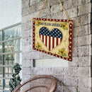Wooden Hanging Flower Sign Board Independence Day Rectangle Wall Decor Gift
