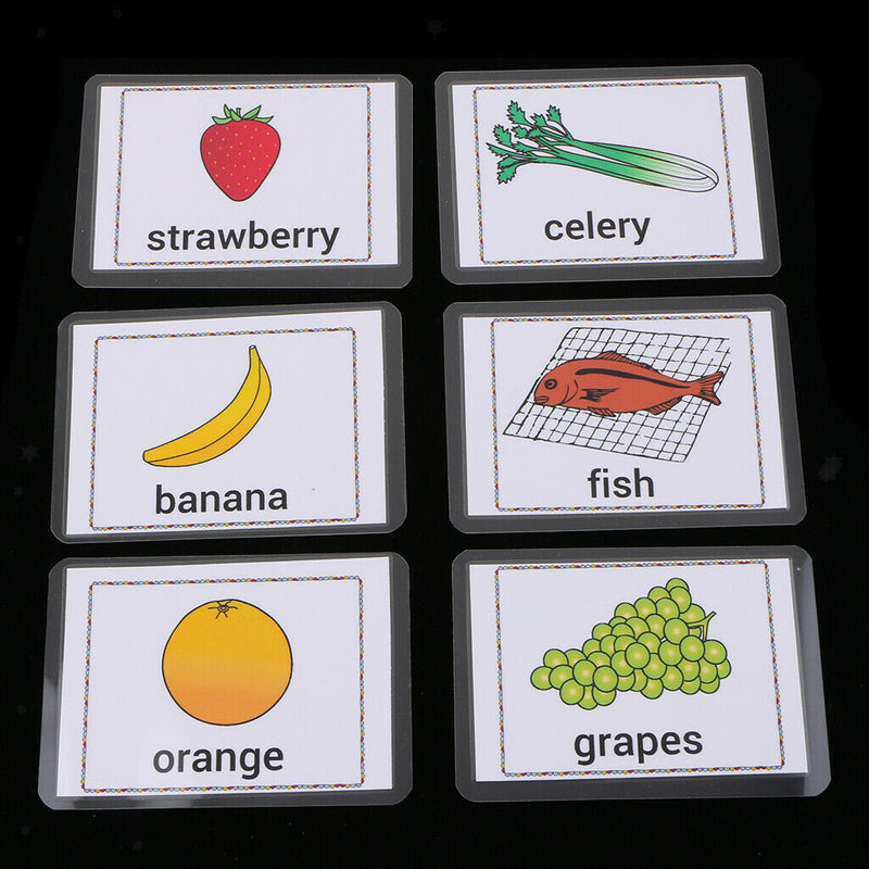 80Pcs Durable Kids Sight/Picture Word Flash Cards About Food for Ages