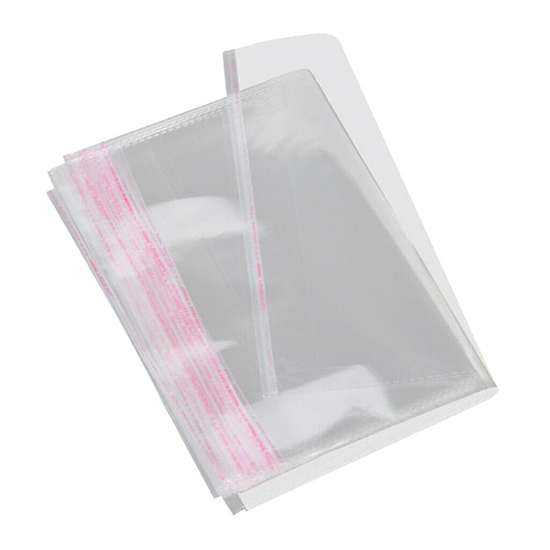 100Pcs 11x8in Clear Self Seal Adhesive Cello Cellophane Resealable Plastic Bags