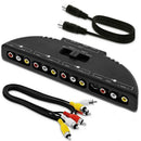 4 Port Av Composite Rca Selector Box Switch Splitter With Cable Cord Plug