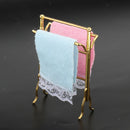 1:12 Scale Metal Free-Standing Hand Towel Drying Rack with 2 Towels for