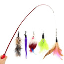 5pcs/set Pet Cats Retractable Cat Stick Teaser Wand with Replacement Heads