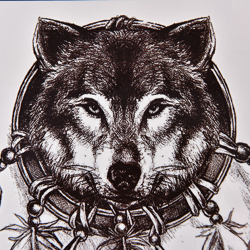 Waterproof Wolf Dreamcatcher Temporary Tattoo Large Arm Body Art Tattoos TO   TO