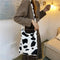 Cow Print Crossbody Bag Plush Women Fashion Big Capacity Shoulder Pouch (1)