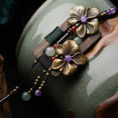 Retro Wood Chip Shell Necklace Flower Pendant Sweater Chain Diy Design Neck
