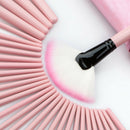 32 IN 1 Pink Makeup Brush Set Kit Foundation Powder Sponge with Leather Case #