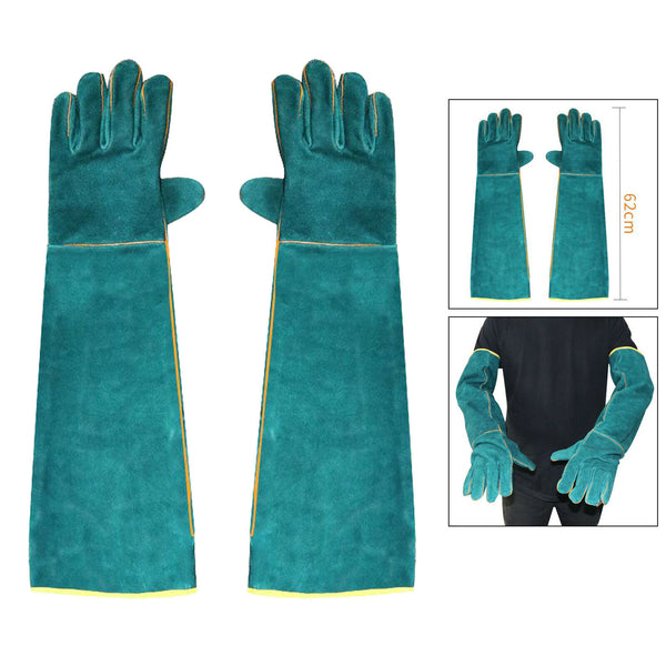 1Pair Protective Cowhide Reptile Handling Gloves Bite Proof Scratch Resistant