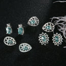 4pair Fashion Elegant Women Blue Crystal Rhinestone Ear Stud Earring Jewel PRW