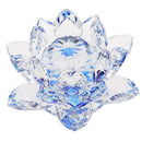 Crystal Lotus Flower Buddhist Ornament Feng Shui Art Glass Paperweight Blue