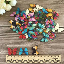 50pcs/set Wood Butterfly Handmade 2 Holes Wood Buttons Sewing Scrapbooking DIY