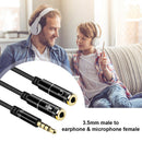 1 Male to 2 Female 3.5mm Audio Cable Headphone Mic AUX Y Splitter Adapter