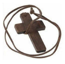 Stylish Modish Ladies Retro Wooden Cross Pendants Synthetic Leather Necklace M3C