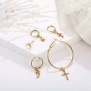 Women'S Fashion Personality Cross Crescent Starlight Stud Earrings Set New W1F7