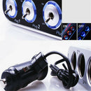 WF-0306 12V/24V In-Car USB Charger Triple Sockets Ciga-rette Lighter w/ Switch