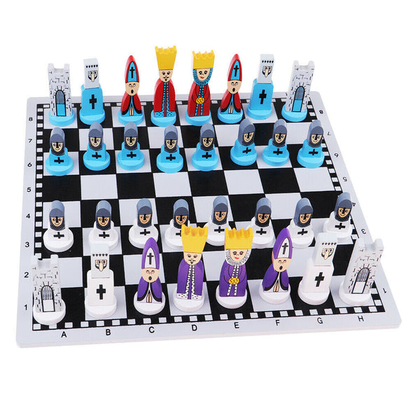 Handmade European Wooden Chess Set with 11 Inch Board and Chess Pieces