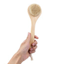 Natural Bristle Middle Long Handle Wooden Shower Body Bath Brush Round Head