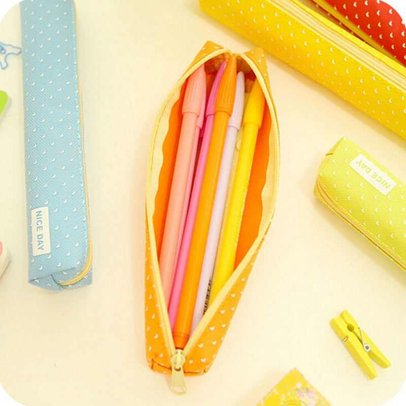 Candy Color Pencil Case Dot  Pen Bag Stationery Pouch Office School Supplies  Gw