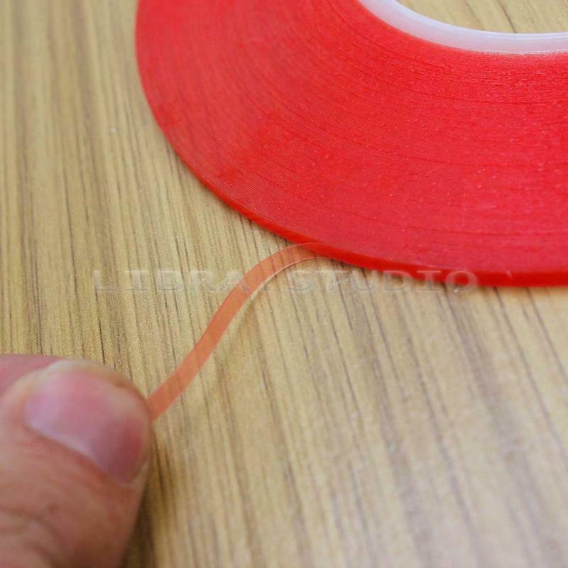 1 Roll 50mx3mm Double Sided PET Adhesive Red Sticky Tape for Phone Screen Repair