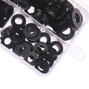 350Pcs M2/M2.5/M3/M4/M5/M6/M8 Black Nylon Flat Washer Assortment Kit SetB Cy