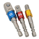 6xSocket Bit Adapter Hex Drill Nut Driver Power Extension Bar 1/4" 3/8" 1/2"