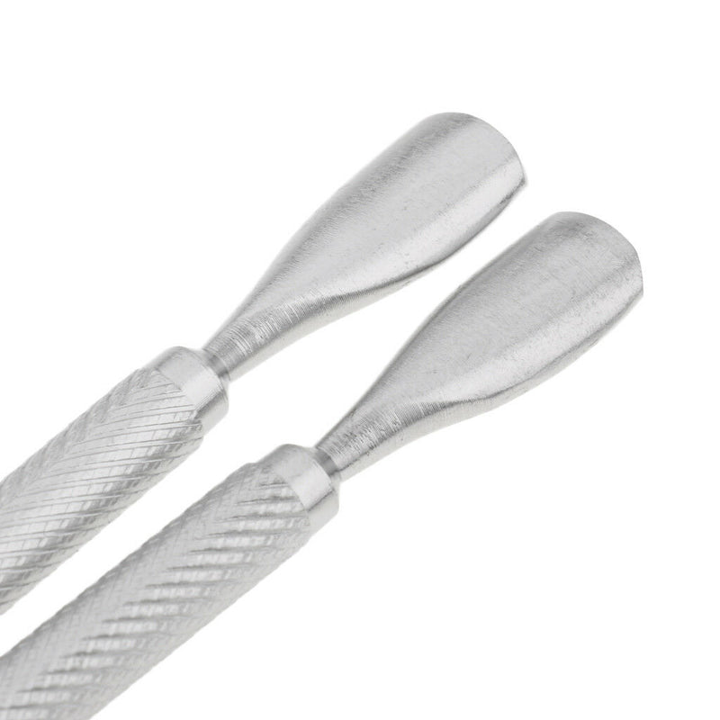 2Pc Cuticle Nail Pusher Spoon Remover Stainless Steel Manicure Pedicure Tool