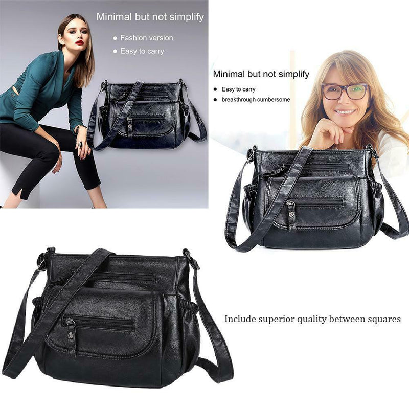 Fashion Shoulder Messenger Bags Leather Soft Crossbody Bags Multi-pocket Purse