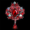 Rhinestone Alloy Brooch Crown Glass Women Corsage Badges Jewelry (Red) A