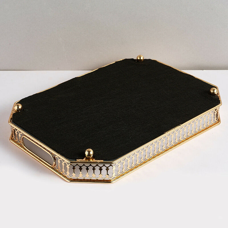 Mirror Tray, Vanity Tray with Eight Corner Metal for Dresser Bathroom Bedroom